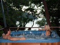 All Hideaway Suites feature hot tubs overlooking the bay.